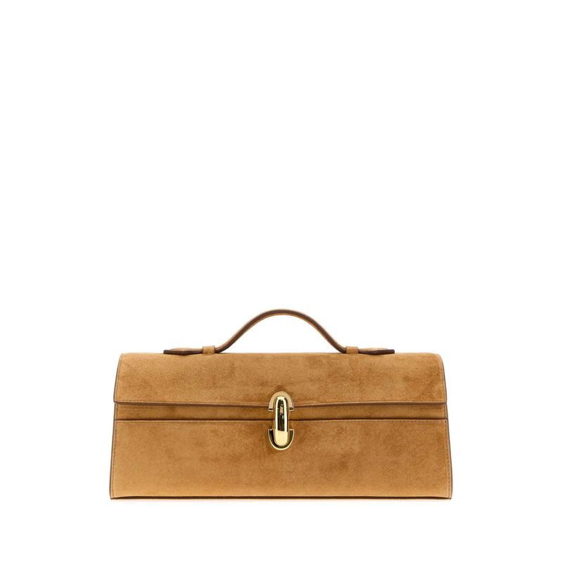 Savette Women Camel Suede Slim Symmetry Handbag